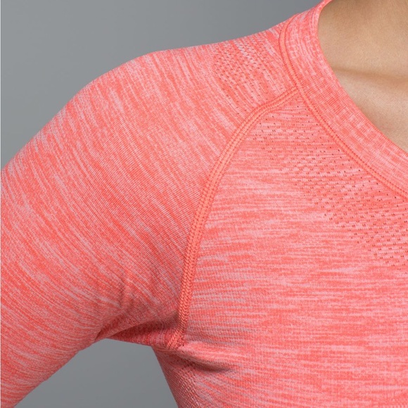 Lululemon Run: Swiftly Tech Long Sleeve Crew Space Dye Heathered Atomic Red | 4 - Picture 2 of 12